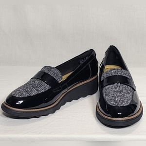 NEW Clarks Womens Leather Sharon Gracie Classy Stylish Loafer Sz 6 wide black